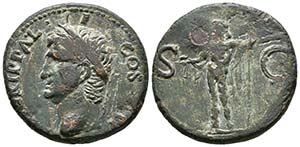 AGRIPPA. As. 37-41 a.C. Roma. A/ Cabeza ... 