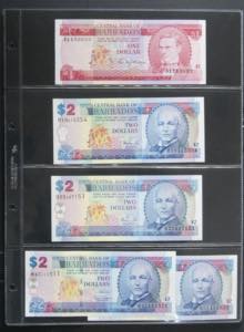 BARBADOS. Interesting set of 16 banknotes. ... 