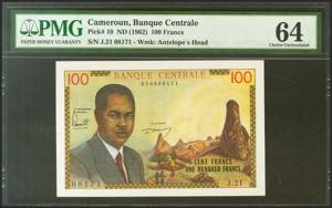 CAMEROUN. 100 Francs. 1962. (Pick: 10). ... 