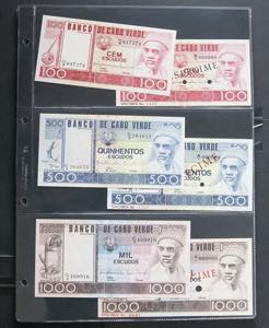 CAPE VERDE. Interesting set of 19 banknotes. ... 
