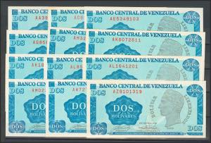 VENEZUELA. Set of 15 banknotes of 2 ... 