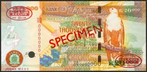 ZAMBIA. 20000 Kwacha. (2003ca). SPECIMEN. ... 