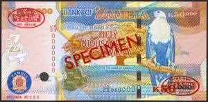 ZAMBIA. 50000 Kwacha. (2003ca). SPECIMEN. ... 