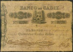 500 Reales. February 26, 1856. Issue I. ... 