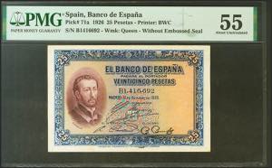 25 pesetas. October 12, 1926. Series B, last ... 