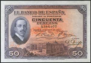 50 pesetas. May 17, 1927. Without series and ... 