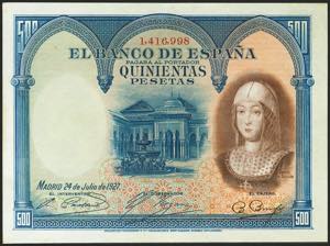 500 pesetas. July 24, 1927. ... 