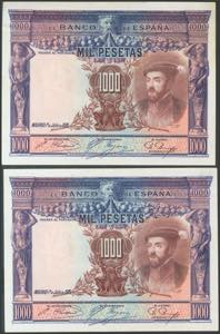 1000 pesetas. July 1925. Correlative couple. ... 