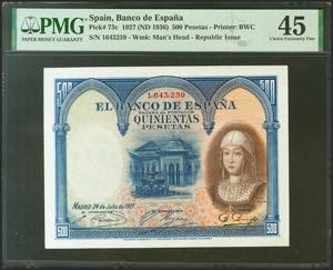 500 pesetas. July 24, 1927. Without series ... 