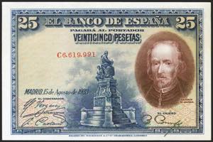 25 pesetas. August 15, 1928. Series C. ... 