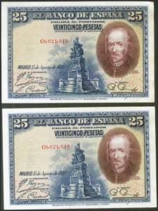 25 pesetas. August 15, 1928. Correlative ... 