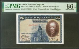 25 pesetas. August 15, 1928. Series D. ... 