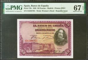 50 pesetas. August 15, 1928. Series E, last ... 