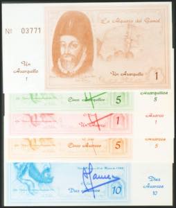 Series of 5 banknotes of 1 and 5 Axarquillos ... 