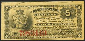 SPANISH BANK OF HAVANA. 5 cents. August 6, ... 