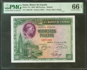 500 pesetas. August 15, 1928. No series. ... 