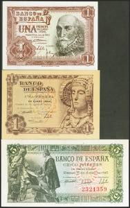 Set of three banknotes from the Spanish ... 