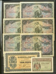 Set of 35 banknotes of the Bank of Spain of ... 