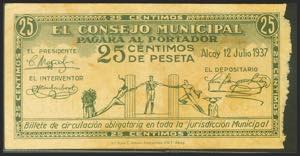 ALCOY (ALICANTE). 25 cents. July 12, 1937. ... 