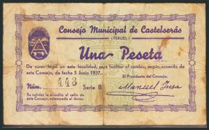 CASTELS (TERUEL). 1 peseta. June 5, 1937. ... 