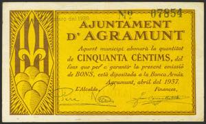 AGRAMUNT (LERIDA). 50 cents. April 1937. ... 