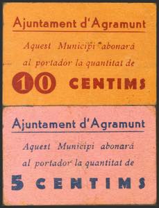 AGRAMUNT (LERIDA). 5 Cents and 10 Cents. ... 