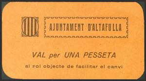 ALTAFULLA (TARRAGONA). 1 peseta. (1937ca). ... 