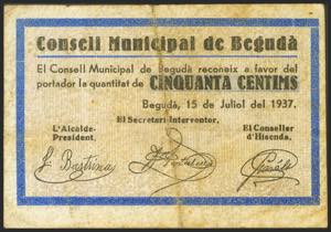 BEGUDA (GERONA). 50 cents. July 15, 1937. ... 