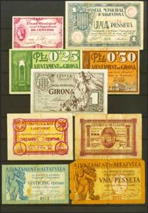 Conjunto de 10 billetes de la Guerra Civil ... 