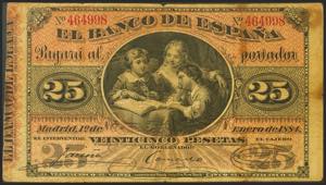 25 pesetas. January 1, 1884. Without series. ... 