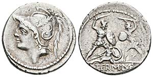 Q. MINUCIUS THERMUS. Denario. 103 a.C. Roma. ... 