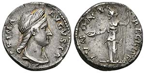 SABINA. Denario. 128-137 d.C. Roma. A/ Busto ... 