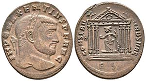 MAJENCIO. Follis. 307-308 d.C. Roma. A/ ... 