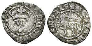 JUAN I (1379-1390). 1/2 Blanca del Agnus ... 