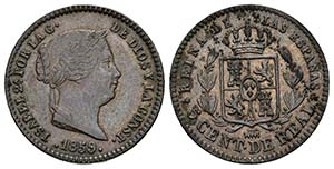 ISABEL II. 5 Céntimos de Real. 1859. ... 