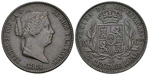 ISABEL II. 25 Céntimos de Real. 1864. ... 