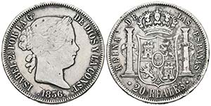 ISABEL II. 20 Reales. 1856. Madrid. Cal-178. ... 