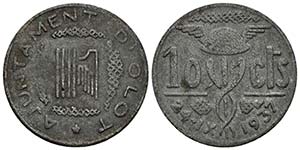 OLOT. 10 Céntimos. 1937. Gerona. Cal-14. ... 