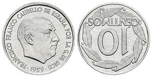 ESTADO ESPAÑOL. 10 Céntimos. 1959. Reverso ... 
