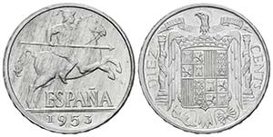 ESTADO ESPAÑOL. 10 Céntimos. 1953. Cospel ... 