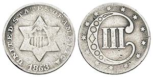 ESTADOS UNIDOS. 3 Cents. 1853. Philadelphia. ... 