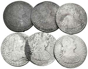 CARLOS IV. Lote compuesto por 6 monedas de 8 ... 