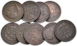 ISABEL II. Lote compuesto por 9 monedas de ... 