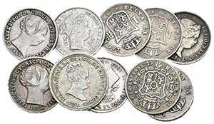 ISABEL II. Lote compuesto por 12 monedas, ... 