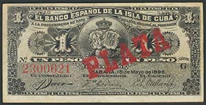 CUBA. 1 Peso. 15 de Mayo de 1896. Banco de ... 