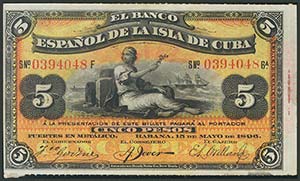 CUBA. 5 Pesos. 15 de Mayo de 1896. Banco de ... 