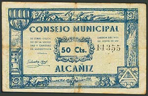 ALCAÑIZ (TERUEL). 50 Céntimos. ... 