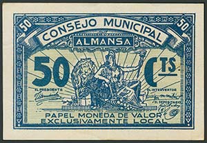 ALMANSA (ALBACETE). 50 Céntimos. (1938ca). ... 