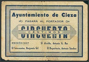 CIEZA (MURCIA). 50 Céntimos. 1937. ... 