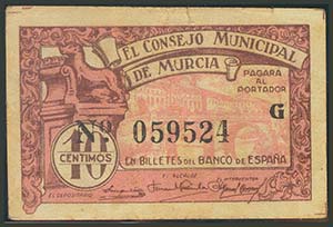MURCIA. 10 Céntimos. 1938. Serie G. ... 